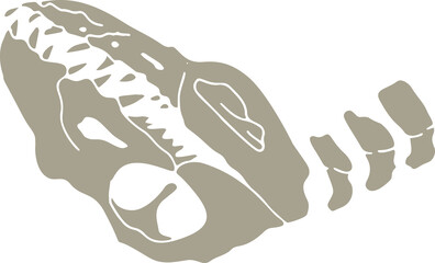 Stencil imprints of fossil of prehistoric animal dinosaur, bird, lizard, fish. Gray archeology fragments. Set of realistic hand drawn sketch art. PNG illustration