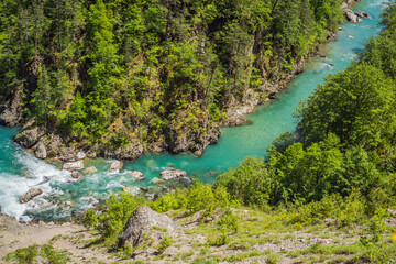 River bend, Montenegro natural landscape, mountain river Tara Portrait of a disgruntled girl...