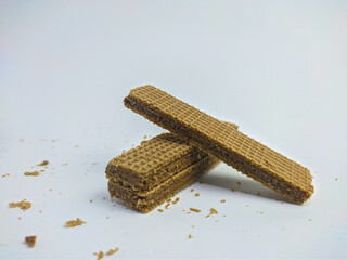 Sweet wafer sticks isolated on white background
