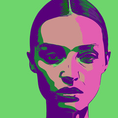 Abstract beautiful women portrait. Woman beauty fashion concept, minimalistic style. Trendy modern illustration for poster, banner, cover.