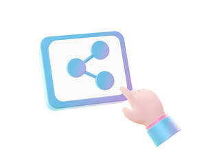 3d render of Gradient share with hand illustration icons for UI UX web mobile apps ads