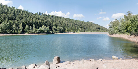 eastern dam of Nagold lake  in Black Forest near Seewald, Germany