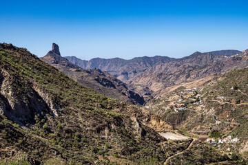Valley of Tejeda at Gran Canaria, Spain. Hiking along the Barranco de Tejeda