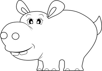 Cute hippo for coloring. The silhouette of a hippopotamus.