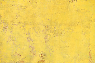 Rusty damaged metal aged surface yellow texture background abstract with copy space