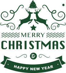 Merry Christmas Happy New Year greeting card typography flyer template banner design