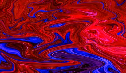 Hand Painted Background With Mixed Liquid Red Blue Paints. Abstract Fluid Acrylic Painting. Marbled Colorful Abstract Background. Liquid Marble Pattern.