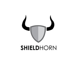 shield horn logo design concept