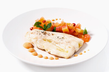 Sea Bass Fillet with tomato salad and sauce