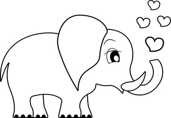Cute elephant for coloring. The outline of an elephant.