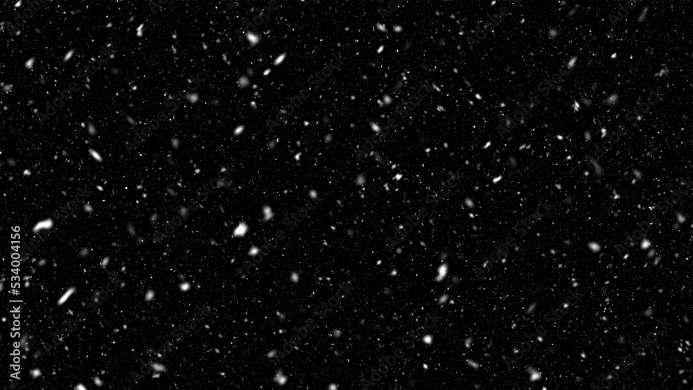 Fototapete falling realistic natural snowflakes overlay from top to bottom - calm snow for digital composition 