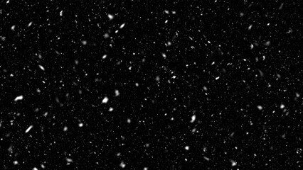 Falling realistic natural snowflakes overlay from top to bottom - calm snow for digital composition...