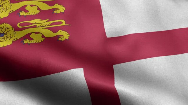 Flag Of Sark - Sark Flag High Detail - National flag Sark wave Pattern loopable Elements - Seamless loop - Highly Detailed Flag - The flag of fluttering in the wind - Highly detailed animation of the