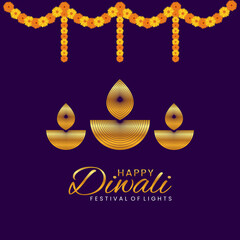 Purple color Happy Diwali Banner Template Design 