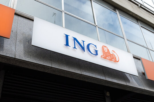 Coruna, Spain; september 23, 2022: ING bank sign on building facade