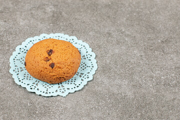 Homemade fresh cookie on grey background
