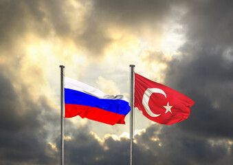 Russia Flag, Russian Federation, Turkey Flag, Republic of Turkey 