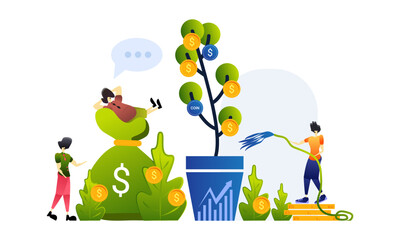 Obraz na płótnie Canvas watering the money tree, taking care of finances