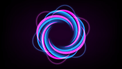 Abstract Multicolor Ring Line of Light Background. Widescreen Illustration