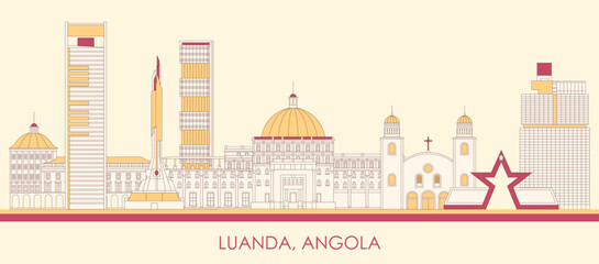 Cartoon Skyline panorama of city of Luanda, Angola - vector illustration - obrazy, fototapety, plakaty