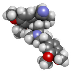 Verapamil calcium channel blocker drug. Mainly used in treatment of hypertension (high blood pressure) and cardiac arrhythmia (irregular heartbeat).