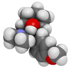 Venlafaxine antidepressant drug (SNRI class), chemical structure.