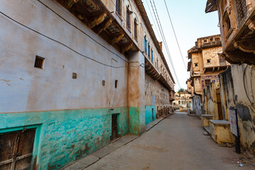 Exterior of an old haveli in Mandawa, Rajasthan, India, Asia