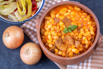 Turkish foods dried bean (kuru fasulye)