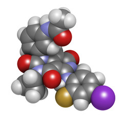 Trametinib melanoma cancer drug, chemical structure.