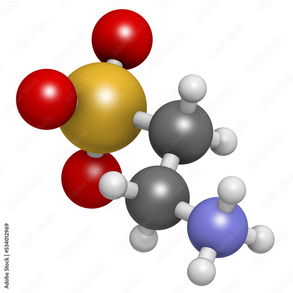 Sticker taurine (2-aminoethanesulfonic acid) molecule. component of human body, essential for skeletal muscl