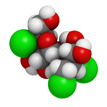Sucralose artificial sweetener, molecular model