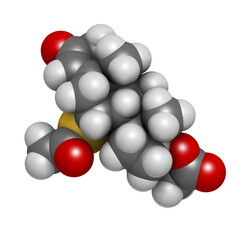 Spironolactone diuretic, antihypertensive and antiandrogen drug, chemical structure.