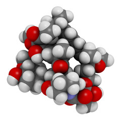 Rapamycin (sirolimus) immunosuppressive drug, chemical structure.