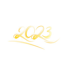 Numbers 2023 on transparent background. Neon Letters with golden glow. Glitter design element for holiday cards, Christmas or New Year party organizer headliner, banner, poster, web. 