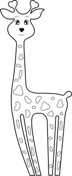 Cute giraffe for children's coloring book. Contour.