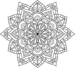 Mandala isolated on the white background.Decorative monochrome ethnic mandala pattern.