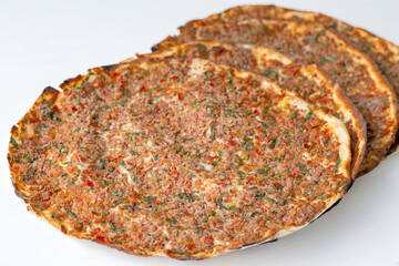 Turkish foods; Turkish pizza -Lahmacun