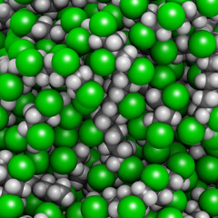 poly(vinyl chloride) plastic (PVC), chemical structure - detail. Used in production of pipes, window frames, electric cable insulation, vinyl records, etc.