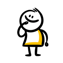 Hand drawn sketch of curious child character.