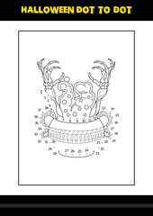 Halloween dot to dot coloring page for kids. Line art coloring page design for kids.
