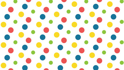 POP concept pink, yellow, green, blue polka dot seamless white background, polkadots is colourful world