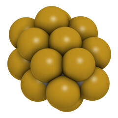Perfluorodecalin fluorocarbon molecule. Used as component of artificial blood and for liquid breathing. 3D rendering.