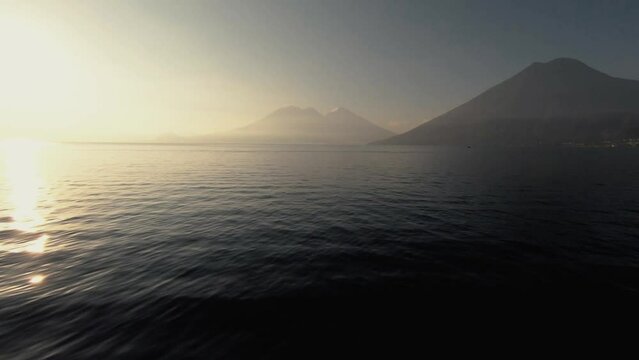sunset over Lake Atitlan Guatemala, shot on DJI FPV colored