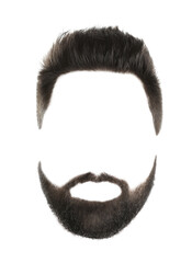 Fashionable men's hairstyle and beard isolated on white. Image for design