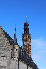 Obraz premium Tower of Cloth Hall in Herentals. Tower of belfry.
