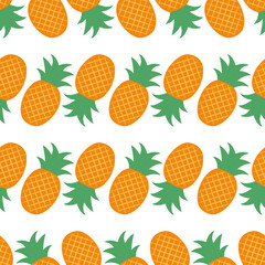 Vector seamless pattern. Image of pineapple. Colored.