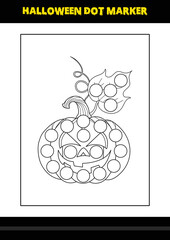 Halloween dot marker coloring page for kids. Line art coloring page design for kids.