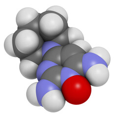 Minoxidil male pattern baldness (androgenic alopecia) drug, chemical structure.