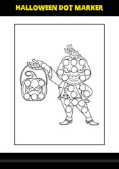 Halloween dot marker coloring page for kids. Line art coloring page design for kids.