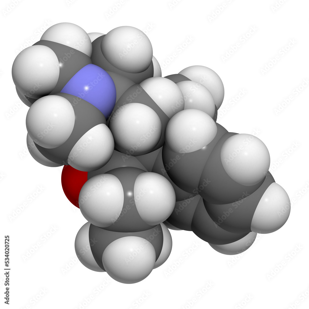 Poster Methadone opioid dependency drug, chemical structure.